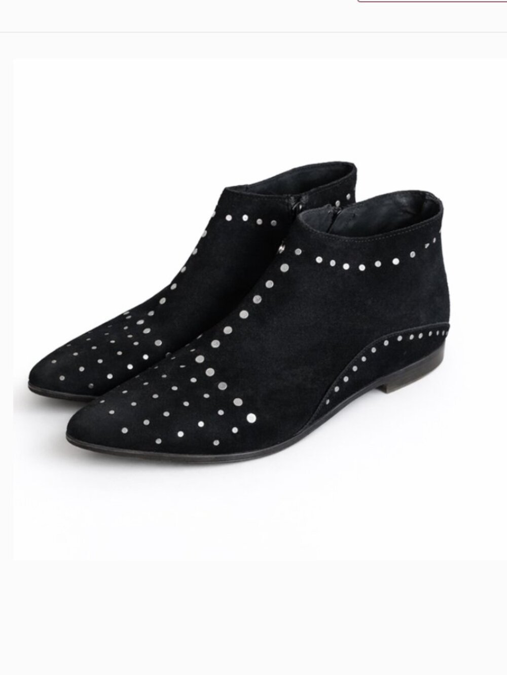 Free People Aquarian Studded Suede Ankle Boots Black Boho Booties Sz 39 US 8.5